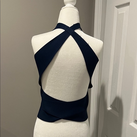 ALC Elegant Navy Knit Halter Top Size XS - Picture 3 of 6